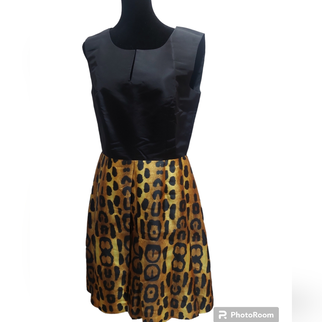 Charlotte Brody A-Line Sleeveless Dress Women's Size 8 Cheetah Print Lined - Guc
